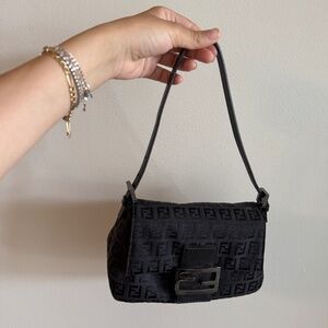 AUTHENTIC Fendi Mama Baguette Zucchino Vintage Black Mini